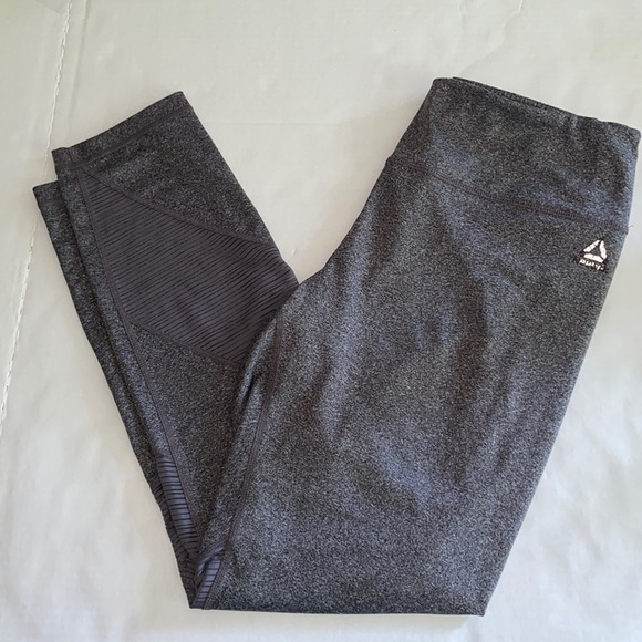 Reebok Gray Black Heathered Stretch Workout Athletic Activewear 4142 - Picture 1 of 7